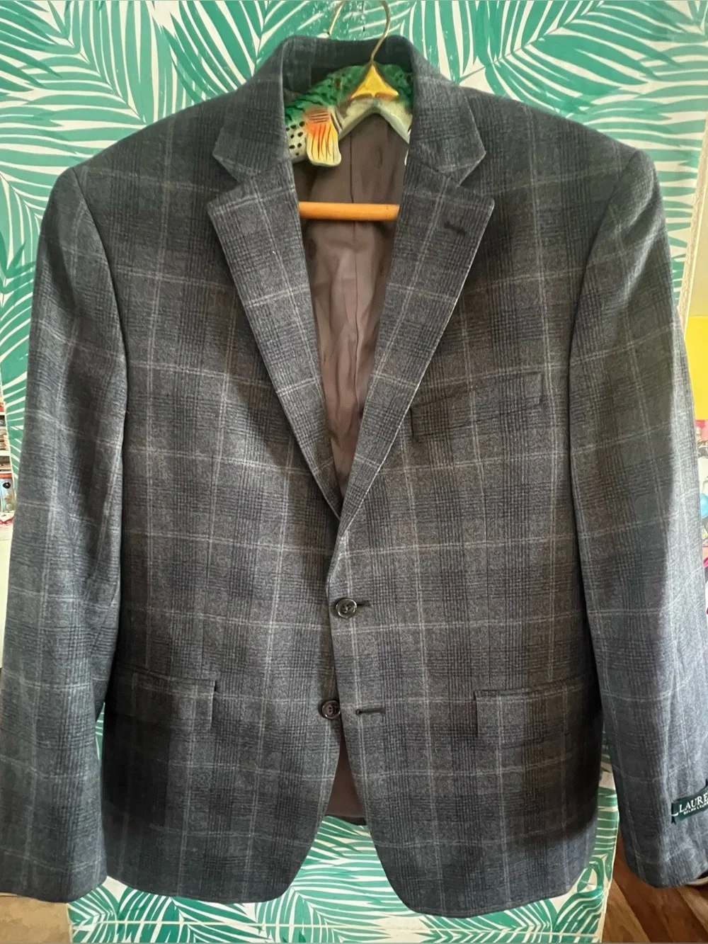 Ralph Lauren Charcoal Plaid Sport Coat Wool Blend NWOT